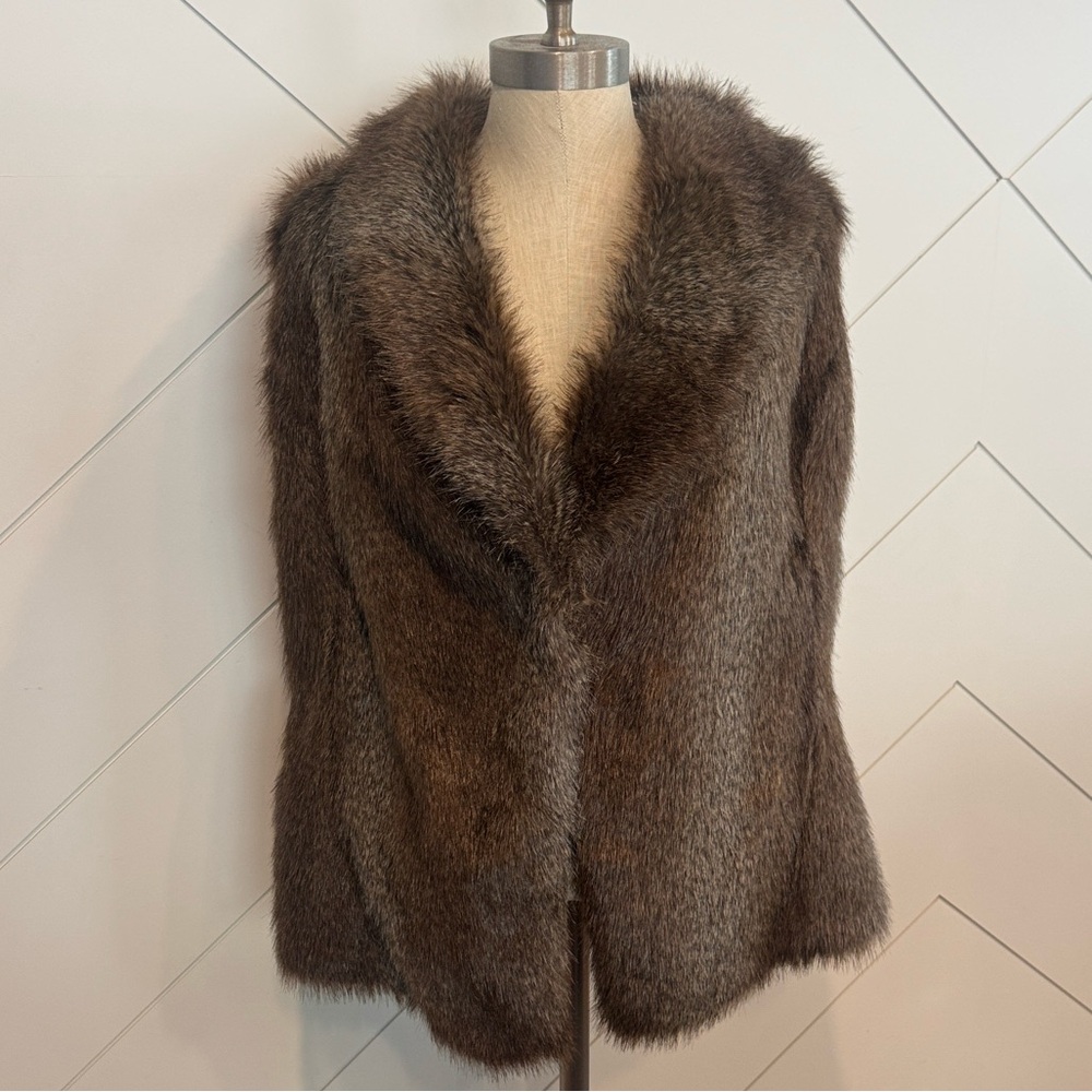 Elegant Brown Faux Fur Women's Vest
